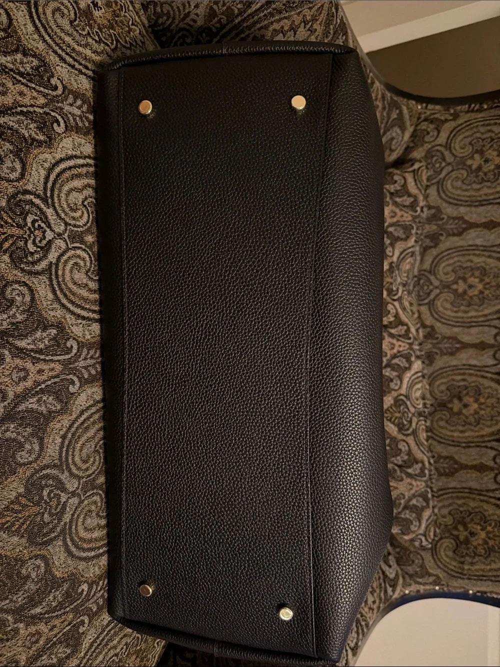 kate spade Black Pebbled Leather Satchel with Gold Accent